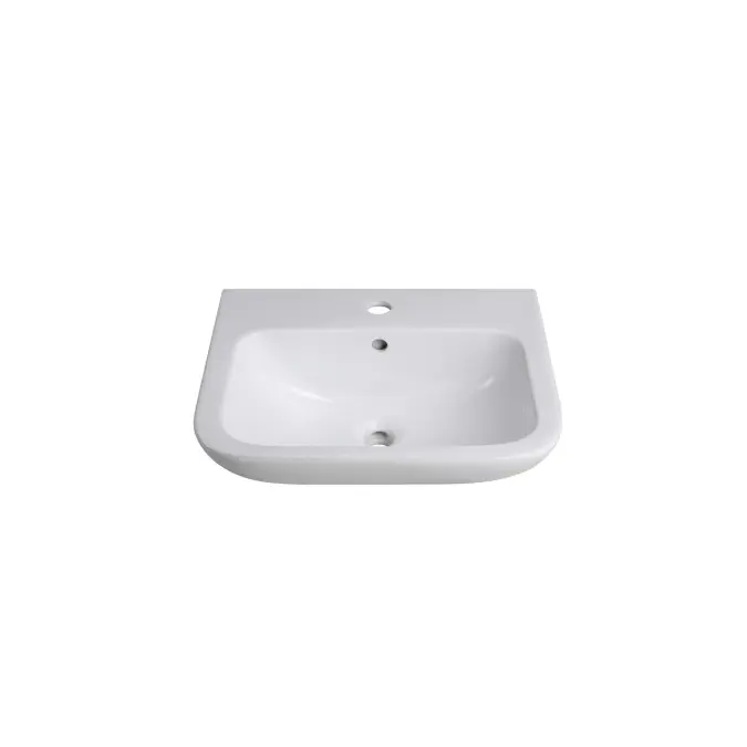 Wolfen Wall Basin 500 x 420 x 190mm with Overflow & fixings 1 Taphole White