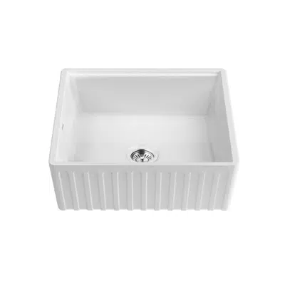 kuva kohteelle Memo Harper Single Bowl Butler Sink 610mm Fireclay White