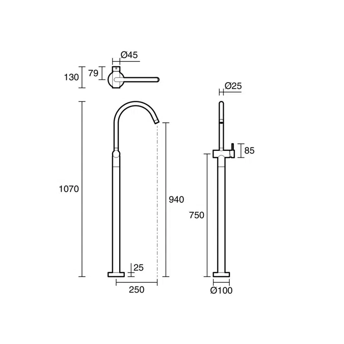 BIM objects - Free download! Sussex Scala Floor Mounted Bath Mixer Tap ...