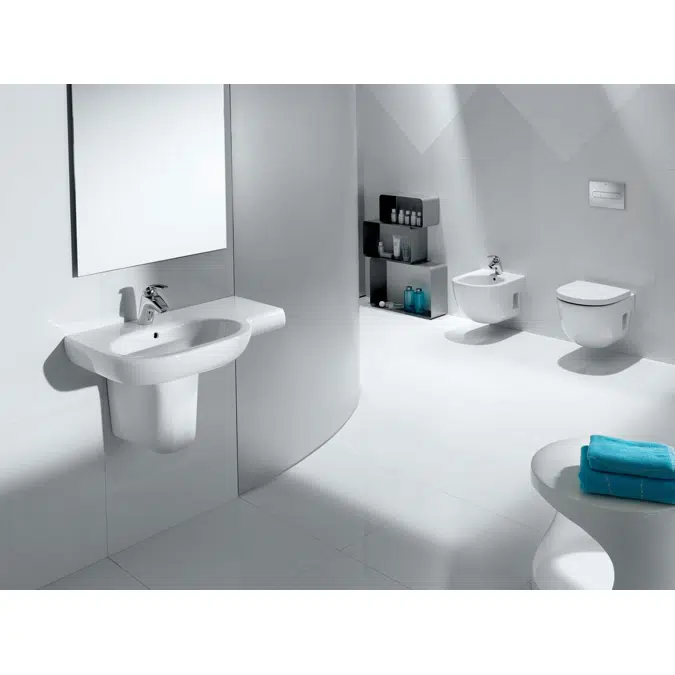 Roca Meridian Wall Basin Left Hand Bowl with Fixing Kit 750mm White