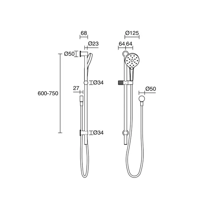Milli Marq Edit Single Rail Shower Brushed Nickel (4 Star)
