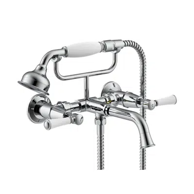 Image for Posh Canterbury Wall Telephone Bath Set Lever Porcelain Handles Chrome (3 Star)