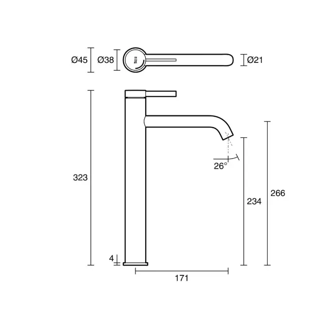 Roca Ona Extended Basin Mixer Tap Brushed Nickel (6 Star) Lead Free