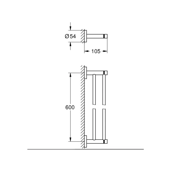 GROHE Essentials Accessories Double Towel Rail 600mm Chrome