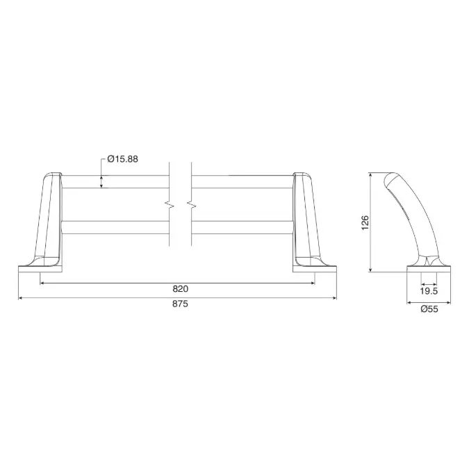 Base Double Towel Rail 800mm Chrome