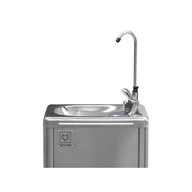Wolfen Foot Sensor Drinking Fountain with Glass Filler 10 litres per hour Stainless Steel (non-filtered)