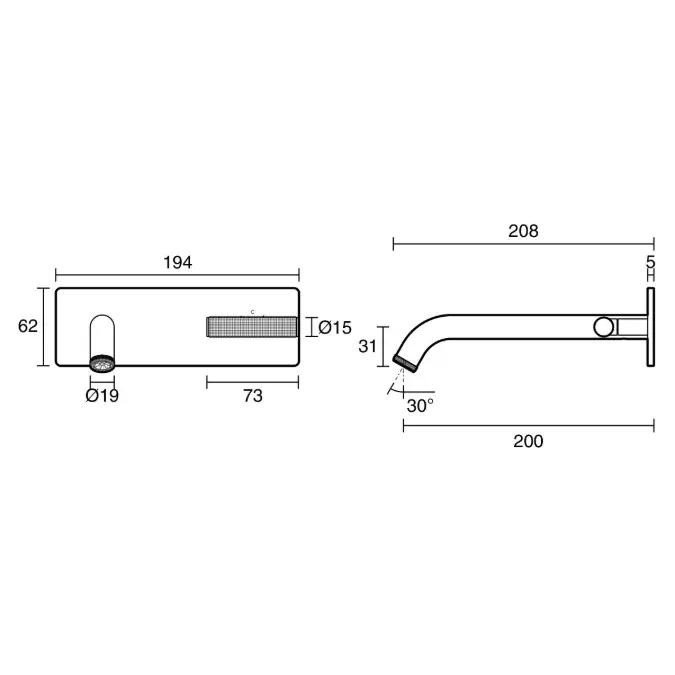 Milli Etch Progressive Wall Basin / Bath Mixer Tap Set with Square Backplate Brushed Gunmetal Lead Free