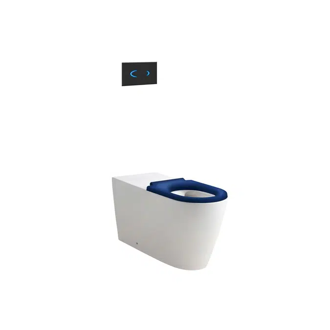 Wolfen 800 Back To Wall Rimless Pan with Inwall Cistern, Sensor Button, Single Flap Seat Blue (4 Star)