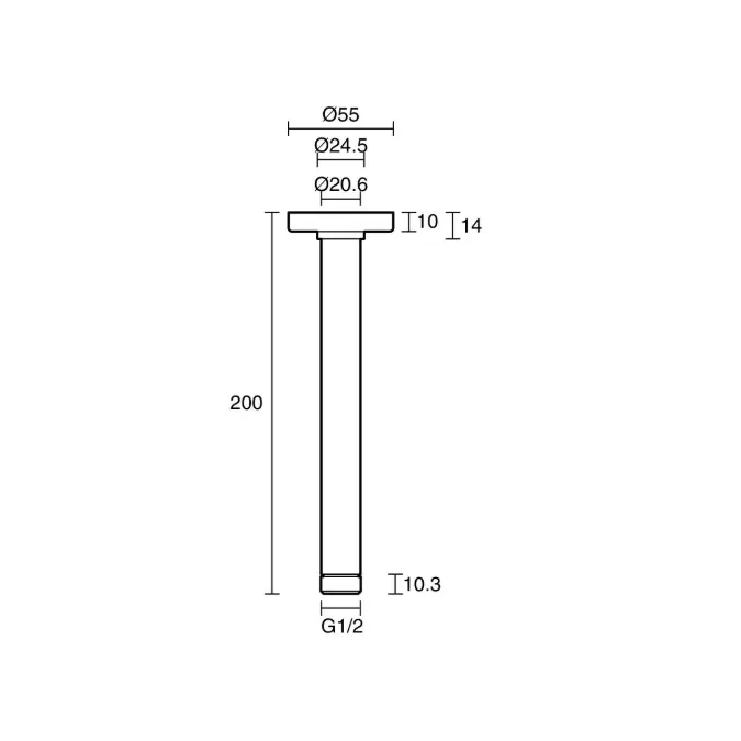 Roca Ona Ceiling Shower Arm 200mm Brushed Nickel