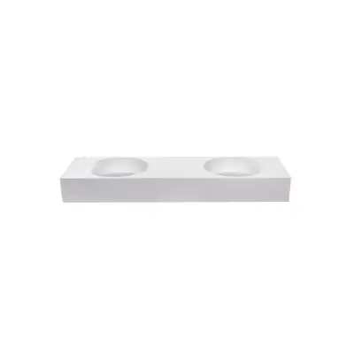 Image pour Omvivo Neo Solid Surface Wall Basin Double Bowl No Taphole 1400mm White