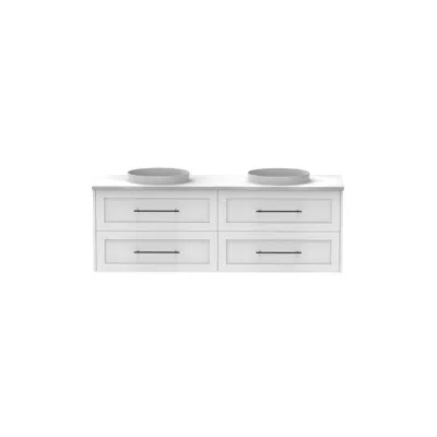 画像 Kado Lux 1500mm All Drawer Wall Hung Vanity Unit 4 Drawers Double Bowl Vanity (No Basin)