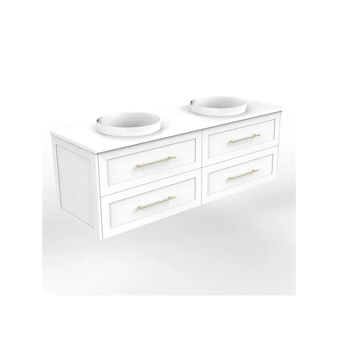 Kado Lux 1500mm All Drawer Wall Hung Vanity Unit 4 Drawers Double Bowl Vanity (No Basin)