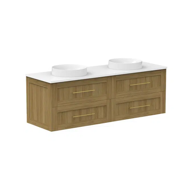 Kado Lux 1500mm All Drawer Wall Hung Vanity Unit 4 Drawers Double Bowl Vanity (No Basin)