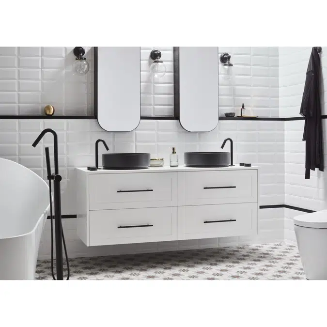 Kado Lux 1500mm All Drawer Wall Hung Vanity Unit 4 Drawers Double Bowl Vanity (No Basin)