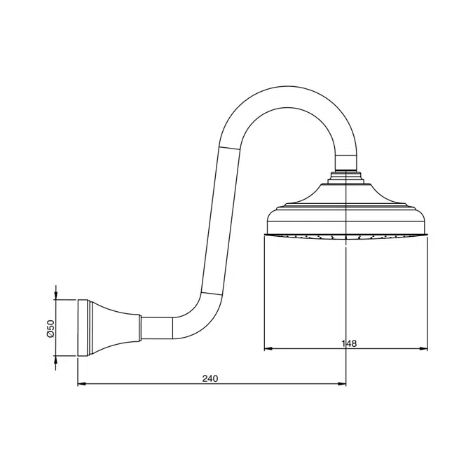 BIM objects Free download! Kado Era Gooseneck Shower Arm & Rose 148mm