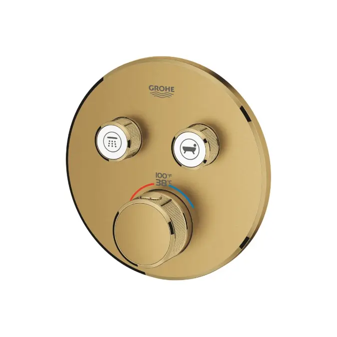 GROHE Smart Control Concealed Thermostat 2 Button Round Brushed Cool Sunrise