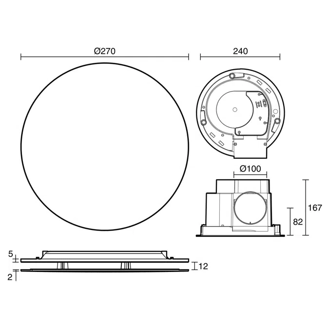 Kado Lux HiFlow 200 Exhaust Fan Round Matte Black