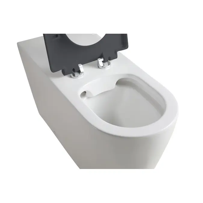 Wolfen 800 Back To Wall Rimless Pan with Single Flap Seat Grey with Backrest (4 Star)