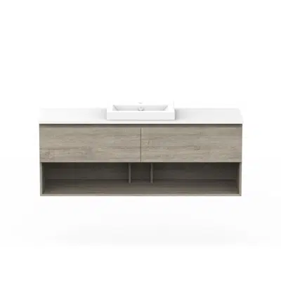 画像 Posh Domaine 1500mm Wall Hung Vanity Unit All-Drawer Open Shelf Single Bowl Cherry Pie Top (no basin)