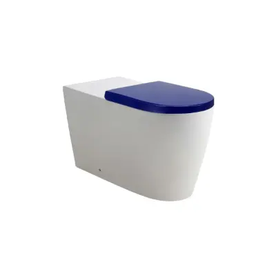 billede til Wolfen 800 Back To Wall Rimless Pan with Double Flap Seat Blue (4 Star)