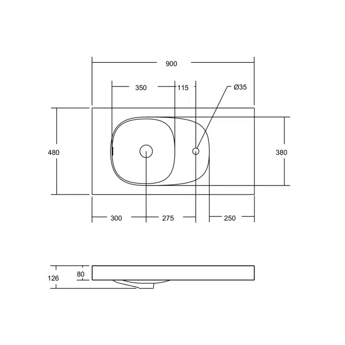 BIM objects - Free download! Kado Lussi 900mm Left Hand Wall Basin Side ...