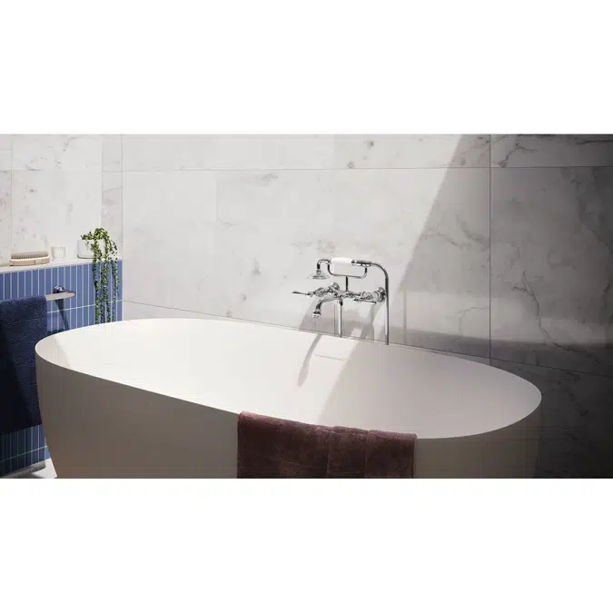 Kado Lussi Cast Solid Surface Freestanding Thin Edge Bath with Plug & Waste 1700mm White