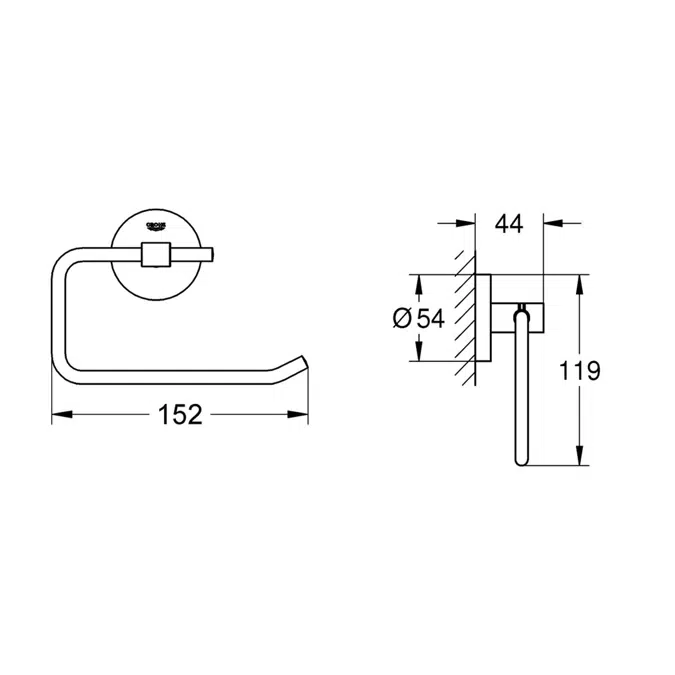 GROHE Essentials Accessories Toilet Roll Holder Hard Graphite