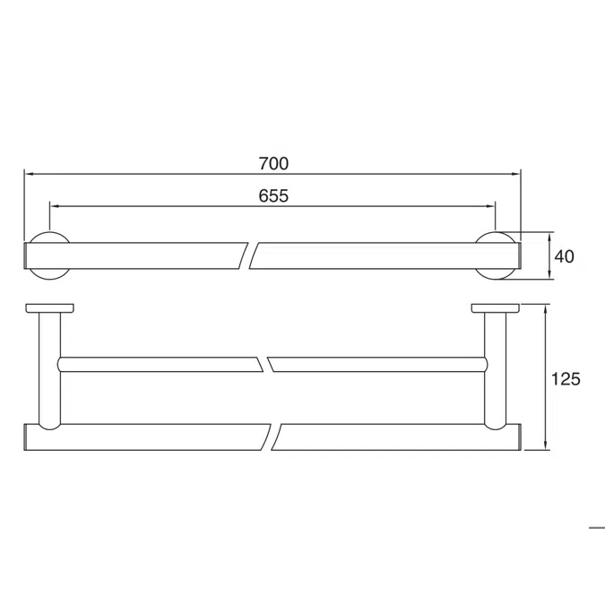 Mizu Drift Double Towel Rail 900mm Brushed Brass
