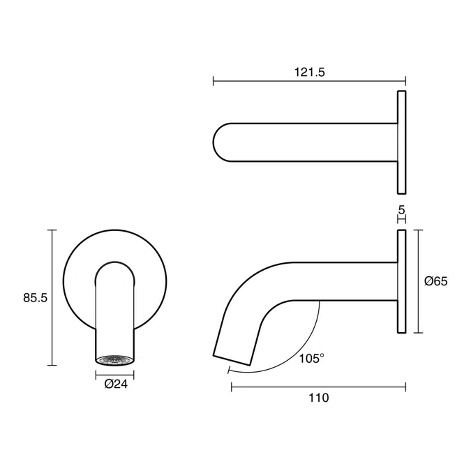 Mizu Drift Basin/Bath Outlet 110mm Matte Black (6 Star) Lead Free
