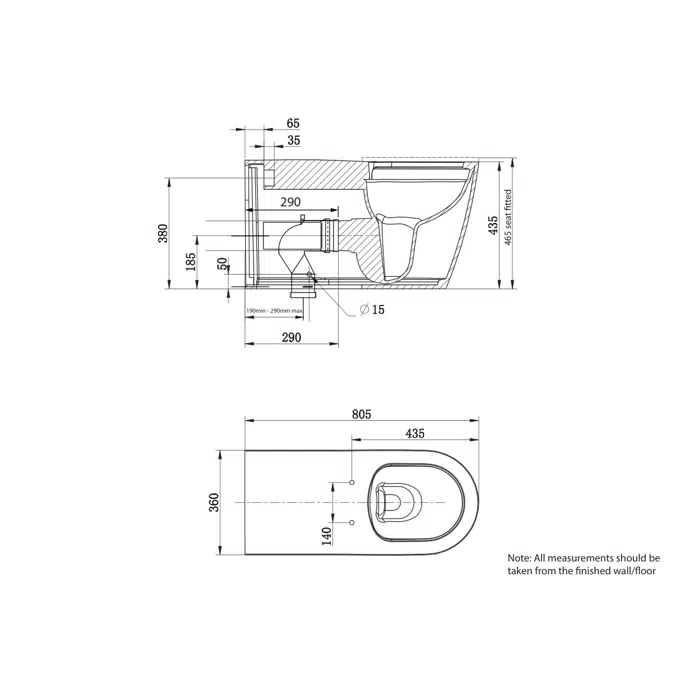 Wolfen 800 Back To Wall Rimless Pan with Inwall Cistern, Sensor Button, Single Flap Seat Grey (4 Star)