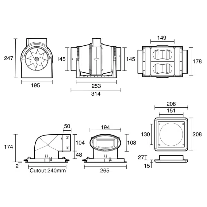 Kado Lux HiFlow Inline Exhaust System Round Matte White