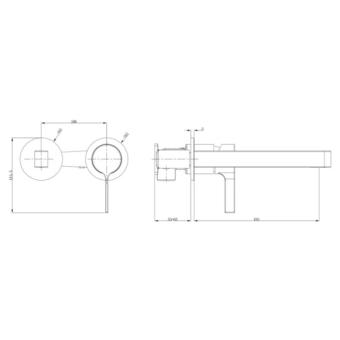 Mizu Stream Wall Basin Mixer Set with 2 Cover Plate Design Matte Black (4 Star)