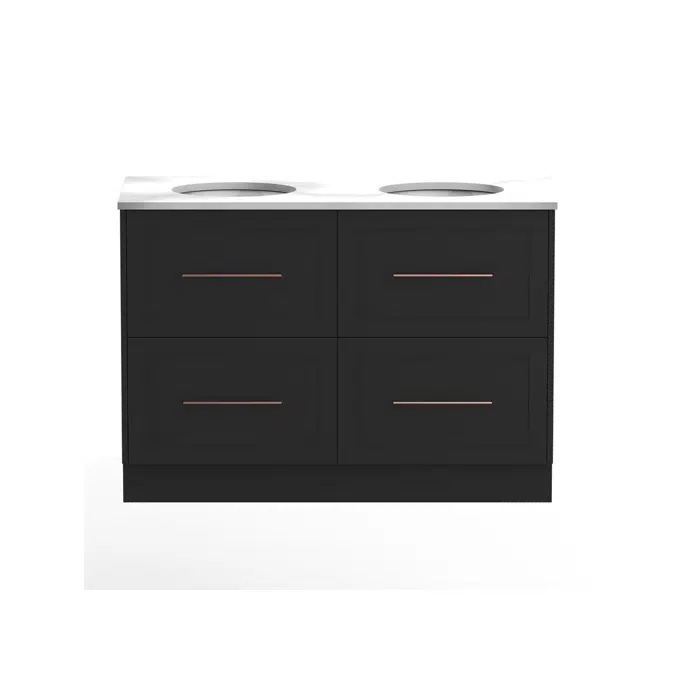 Kado Lux 1200mm All Drawer Floor Mounted Vanity Unit 4 Drawers Double Vanity (No Basin)