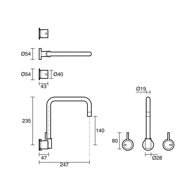 BIM objects - Free download! Sussex Scala Wall Sink Set Square Satin ...