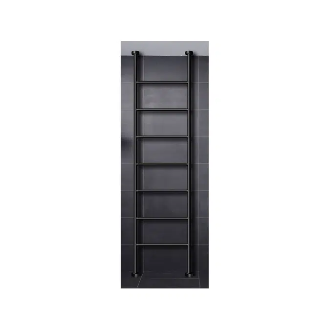 Milli Mood Edit Heated Towel Rail Floor to Ceiling (Hardwired Ceiling Cable Entry) 550mm Matte Black