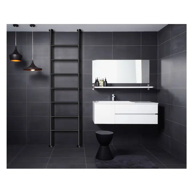 Milli Mood Edit Heated Towel Rail Floor to Ceiling (Hardwired Ceiling Cable Entry) 550mm Matte Black