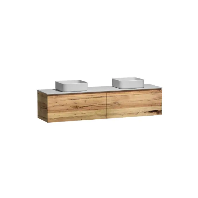 Kado Arc Timber All Drawer 1800 Double Bowl Vanity Corian 12mm Top