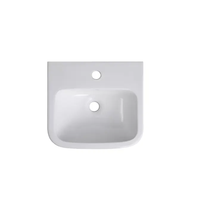 Wolfen Wall Basin 400 x 365 x 175mm with Overflow & fixings 1 Taphole White