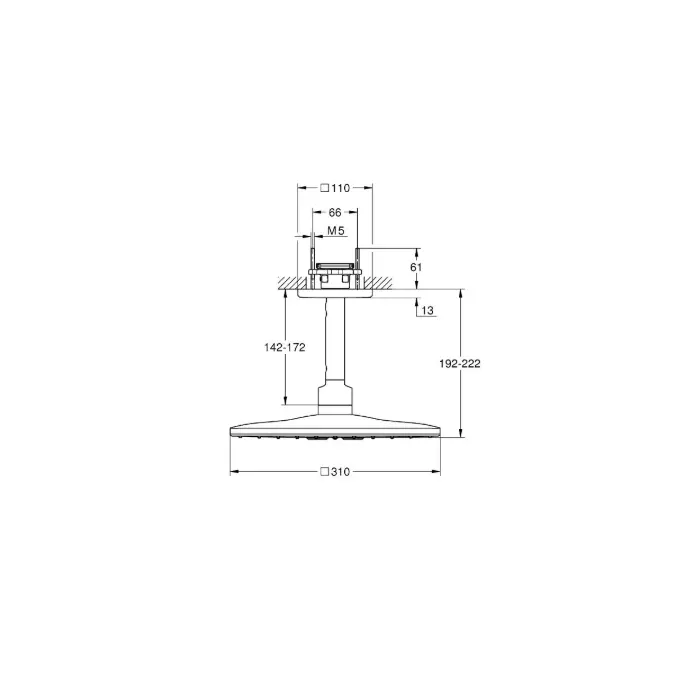 GROHE Rainshower SmartActive Ceiling Shower Square Chrome (3 Star)