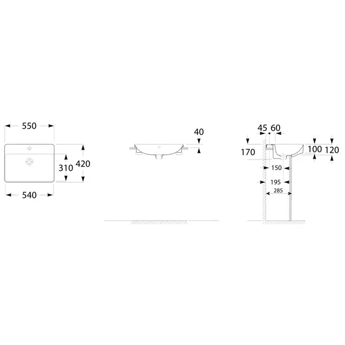 BIM objects - Free download! Roca Inspira Square Semi Recessed Basin ...