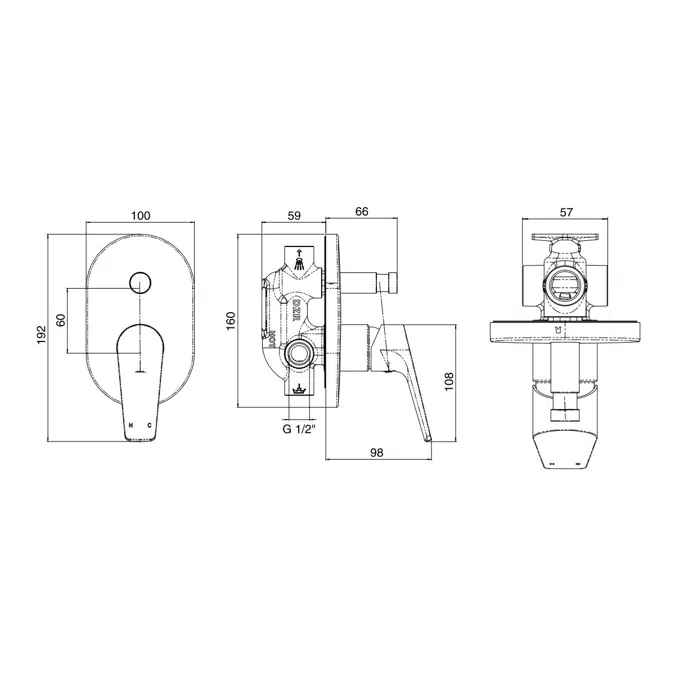 Posh Solus MK3 Shower Mixer Tap with Diverter Matte Black