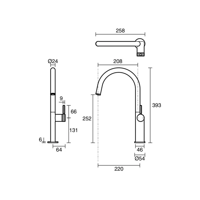 Milli Etch Gooseneck Sink Mixer Matte Black (5 Star) Lead Free