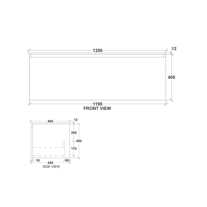 Kado Arc Timber All Drawer 1200 Vanity Corian 12mm Top