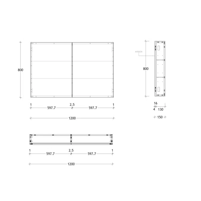 Posh Domaine 1200mm x 800mm Shaving Cabinet Standard 2 Door