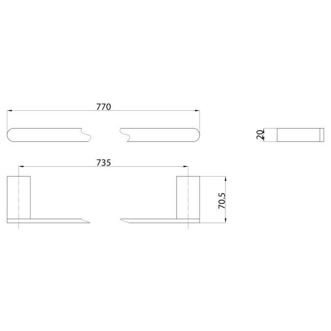 BIM objects - Free download! Mizu Soothe Single Towel Rail 750mm Matte ...