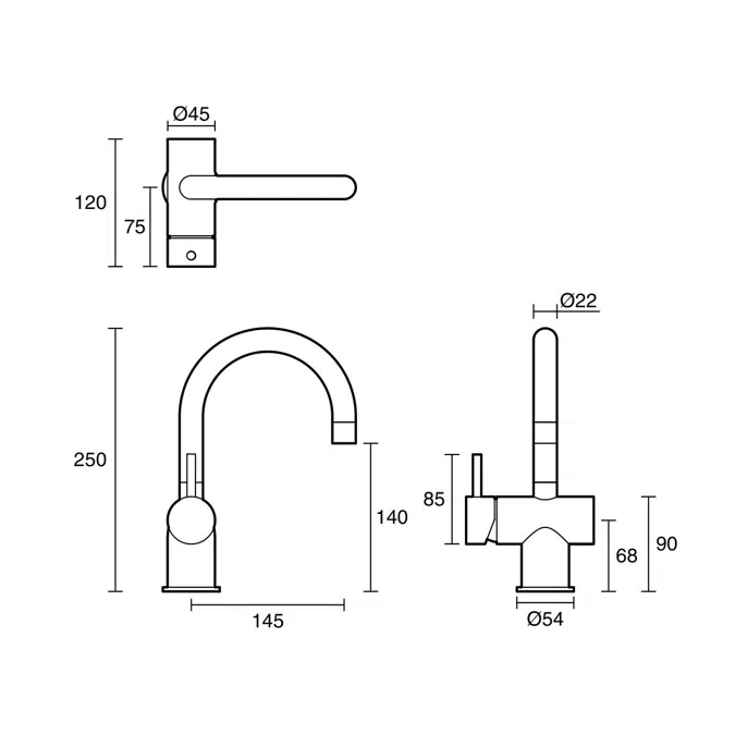 BIM objects - Free download! Sussex Scala Basin / Sink Mixer Tap Small ...