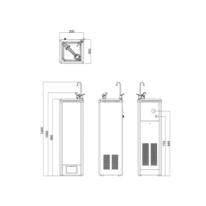 Wolfen Foot Sensor Activated Drinking Fountain with Glass Filler 19 litres per hour Non filtered Stainless Steel