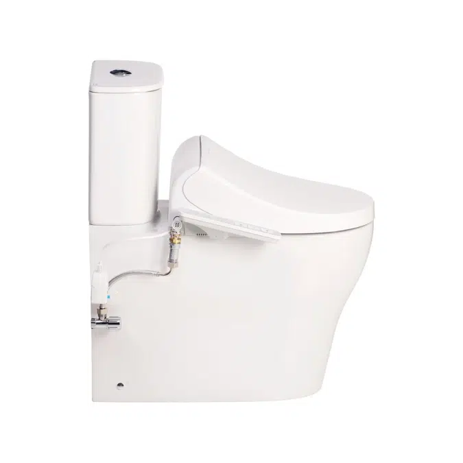 American Standard Cygnet Square Hygiene Rim Close Coupled Back to Wall Bottom Inlet Toilet Suite with American Standard SpaLet E-Bidet Seat White (4 Star)