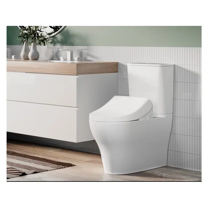 American Standard Cygnet Square Hygiene Rim Close Coupled Back to Wall Bottom Inlet Toilet Suite with American Standard SpaLet E-Bidet Seat White (4 Star)