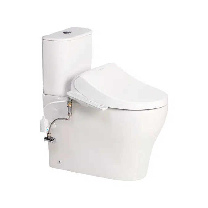 American Standard Cygnet Square Hygiene Rim Close Coupled Back to Wall Bottom Inlet Toilet Suite with American Standard SpaLet E-Bidet Seat White (4 Star)